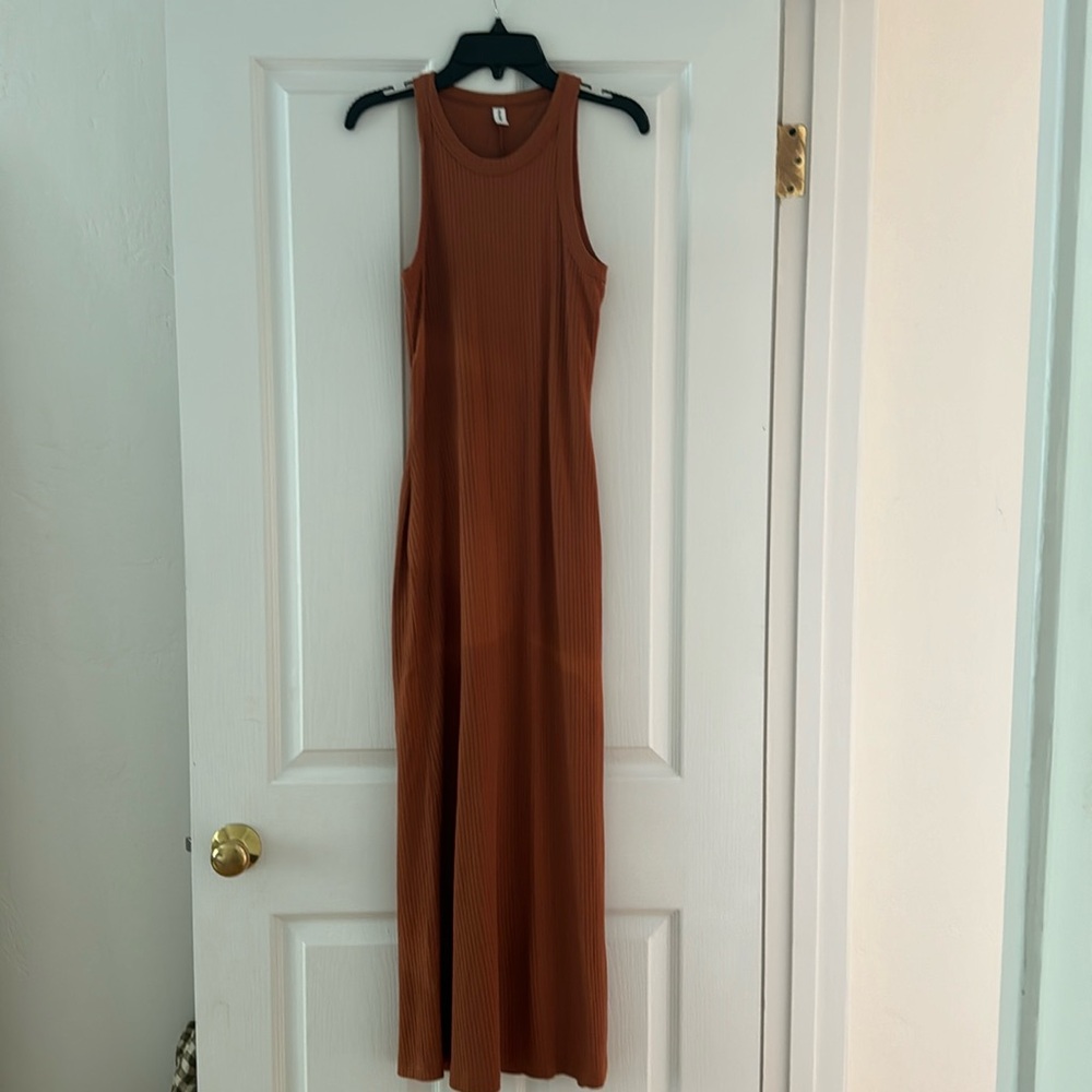 KOTN ribbed maxi dress in burnt orange NWOT size small